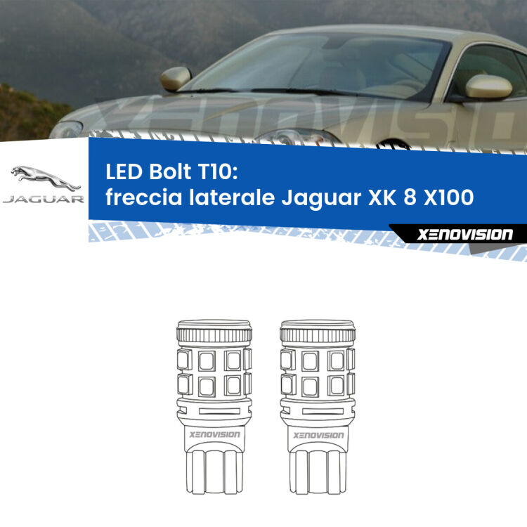 <strong>Freccia laterale LED per Jaguar XK 8</strong> X100 1996 - 2005. Coppia lampade <strong>T10</strong> modello Bolt canbus.