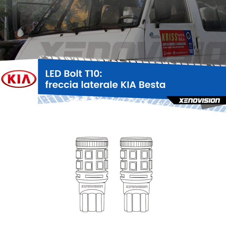 <strong>Freccia laterale LED per KIA Besta</strong>  1996 - 2003. Coppia lampade <strong>T10</strong> modello Bolt canbus.