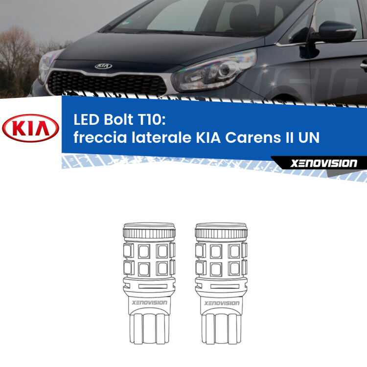 <strong>Freccia laterale LED per KIA Carens II</strong> UN 2006 - 2011. Coppia lampade <strong>T10</strong> modello Bolt canbus.