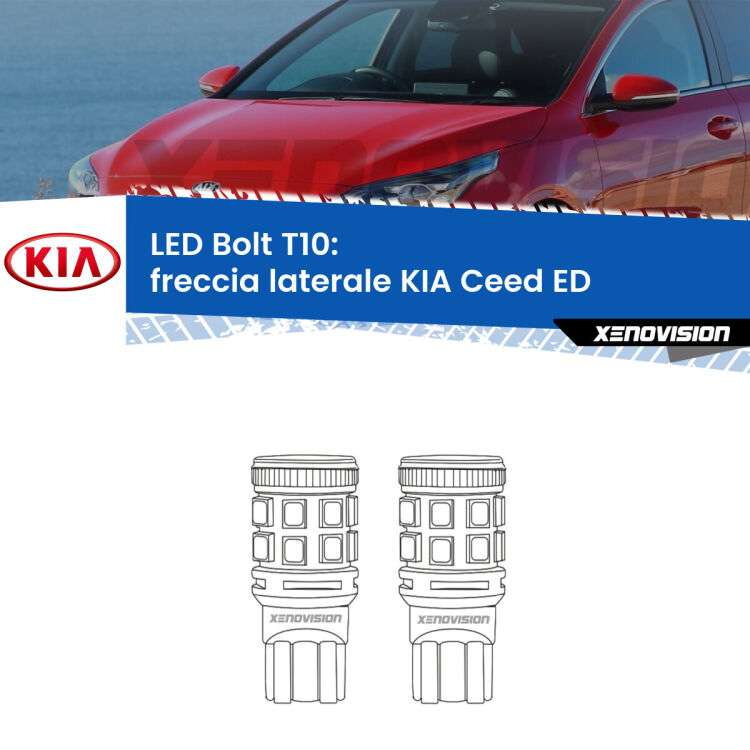 <strong>Freccia laterale LED per KIA Ceed</strong> ED 2006 - 2012. Coppia lampade <strong>T10</strong> modello Bolt canbus.