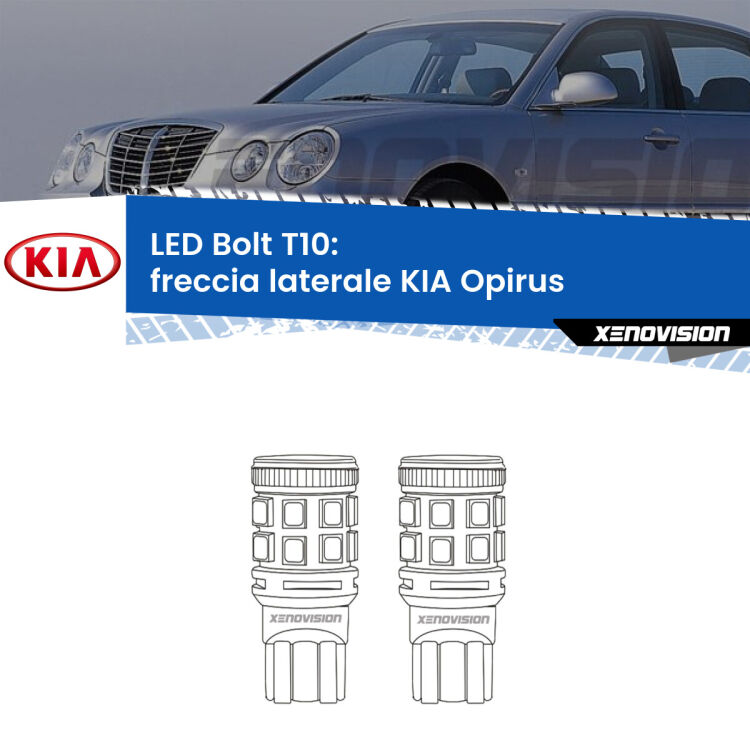 <strong>Freccia laterale LED per KIA Opirus</strong>  2003 - 2011. Coppia lampade <strong>T10</strong> modello Bolt canbus.