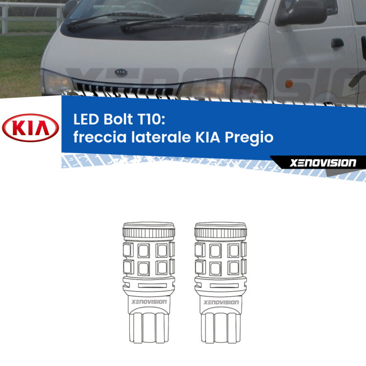 <strong>Freccia laterale LED per KIA Pregio</strong>  1995 - 2006. Coppia lampade <strong>T10</strong> modello Bolt canbus.