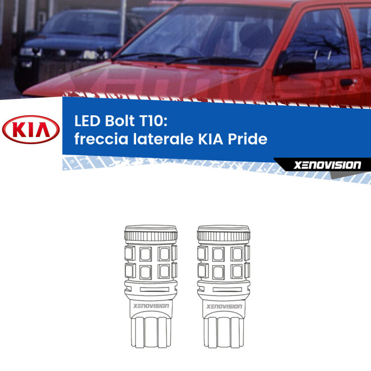 <strong>Freccia laterale LED per KIA Pride</strong>  1990 - 2001. Coppia lampade <strong>T10</strong> modello Bolt canbus.