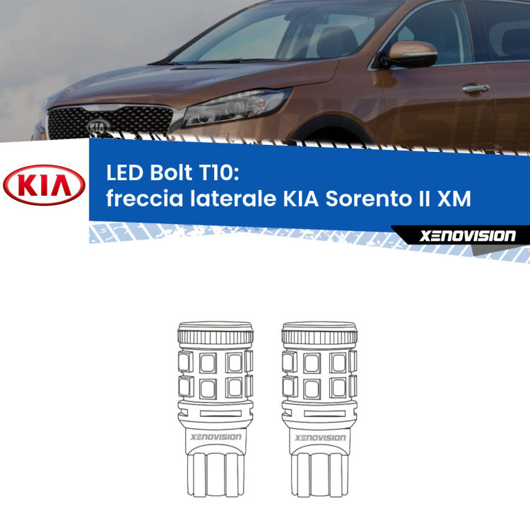 <strong>Freccia laterale LED per KIA Sorento II</strong> XM Versione 1. Coppia lampade <strong>T10</strong> modello Bolt canbus.