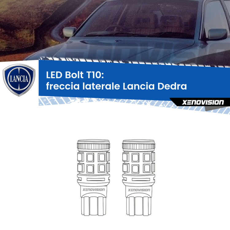 <strong>Freccia laterale LED per Lancia Dedra</strong>  1989 - 1999. Coppia lampade <strong>T10</strong> modello Bolt canbus.