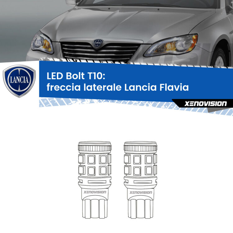 <strong>Freccia laterale LED per Lancia Flavia</strong>  2012 - 2014. Coppia lampade <strong>T10</strong> modello Bolt canbus.