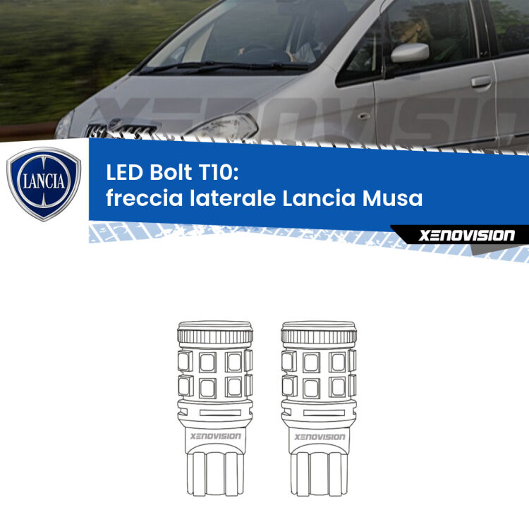 <strong>Freccia laterale LED per Lancia Musa</strong>  2004 - 2012. Coppia lampade <strong>T10</strong> modello Bolt canbus.