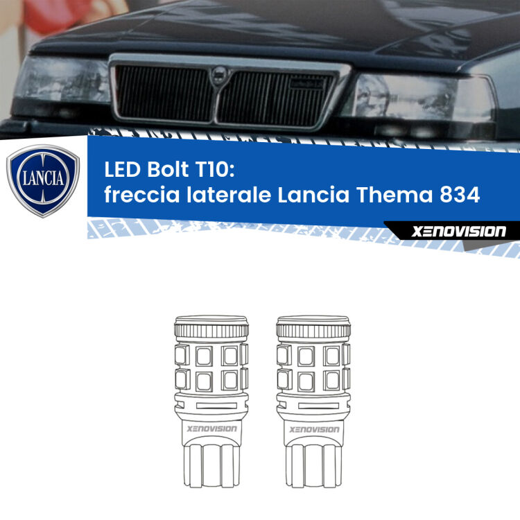 <strong>Freccia laterale LED per Lancia Thema</strong> 834 1984 - 1994. Coppia lampade <strong>T10</strong> modello Bolt canbus.