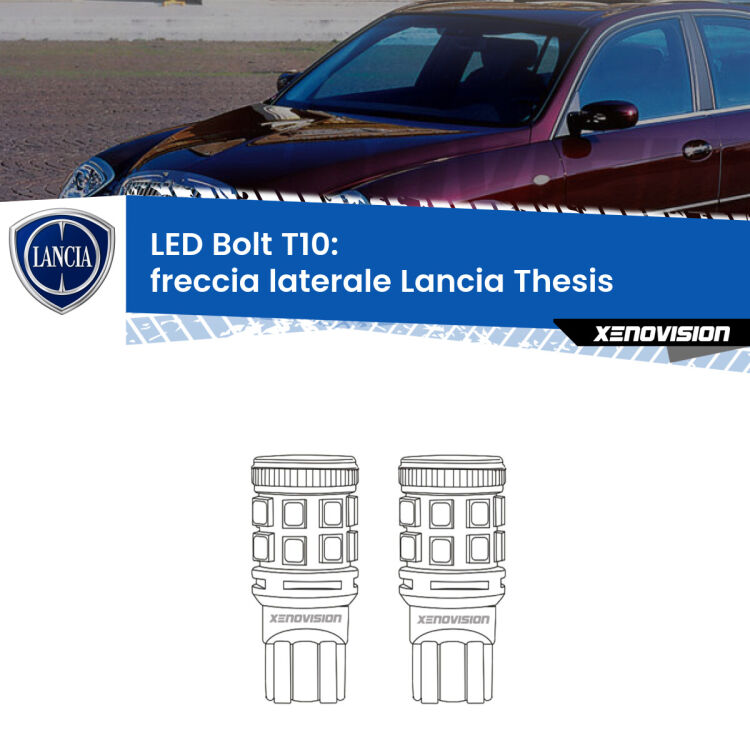 <strong>Freccia laterale LED per Lancia Thesis</strong>  2002 - 2009. Coppia lampade <strong>T10</strong> modello Bolt canbus.