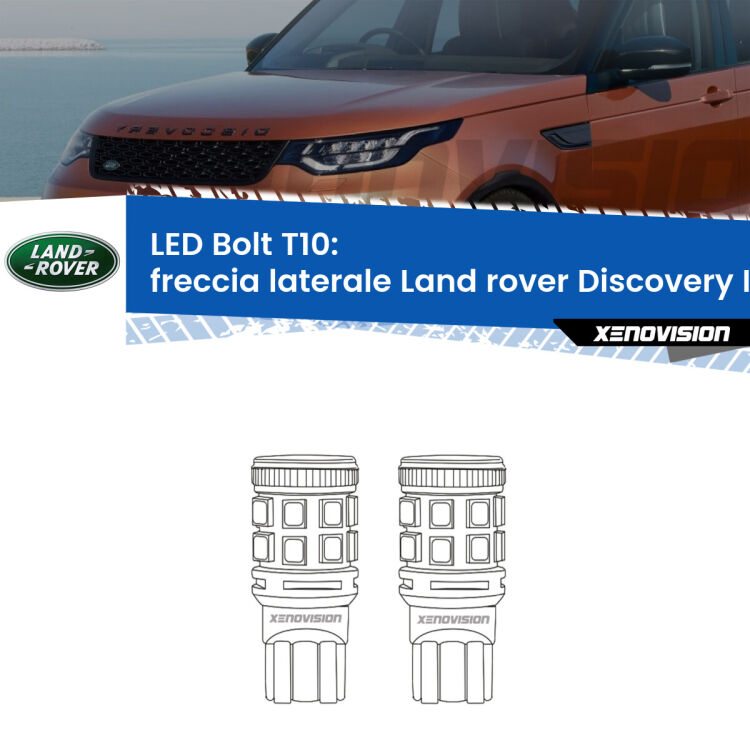 <strong>Freccia laterale LED per Land rover Discovery II</strong> L318 1998 - 2004. Coppia lampade <strong>T10</strong> modello Bolt canbus.