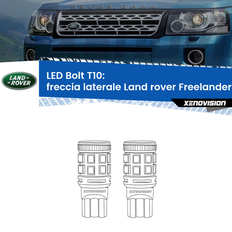 <strong>Freccia laterale LED per Land rover Freelander 2</strong> L359 faro giallo. Coppia lampade <strong>T10</strong> modello Bolt canbus.