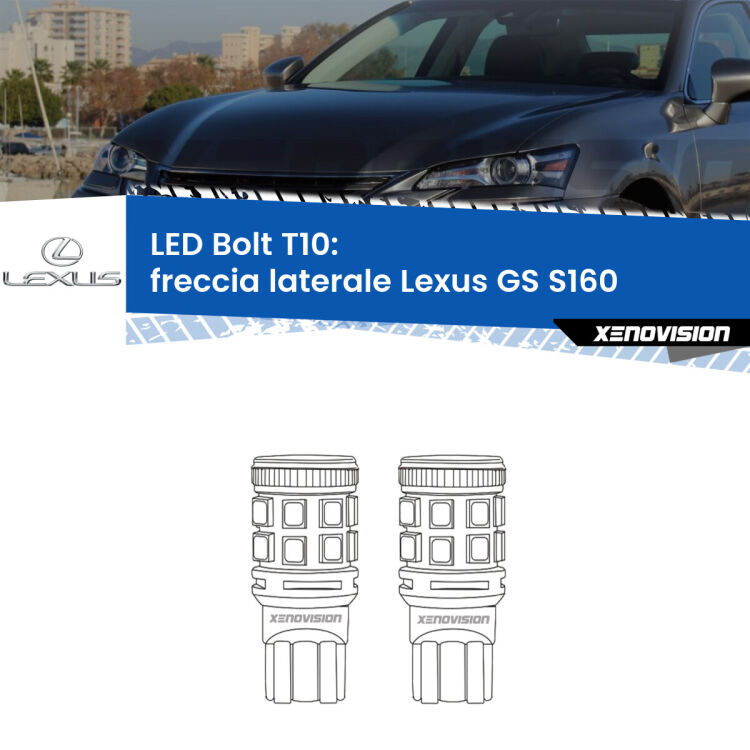 <strong>Freccia laterale LED per Lexus GS</strong> S160 1997 - 2005. Coppia lampade <strong>T10</strong> modello Bolt canbus.