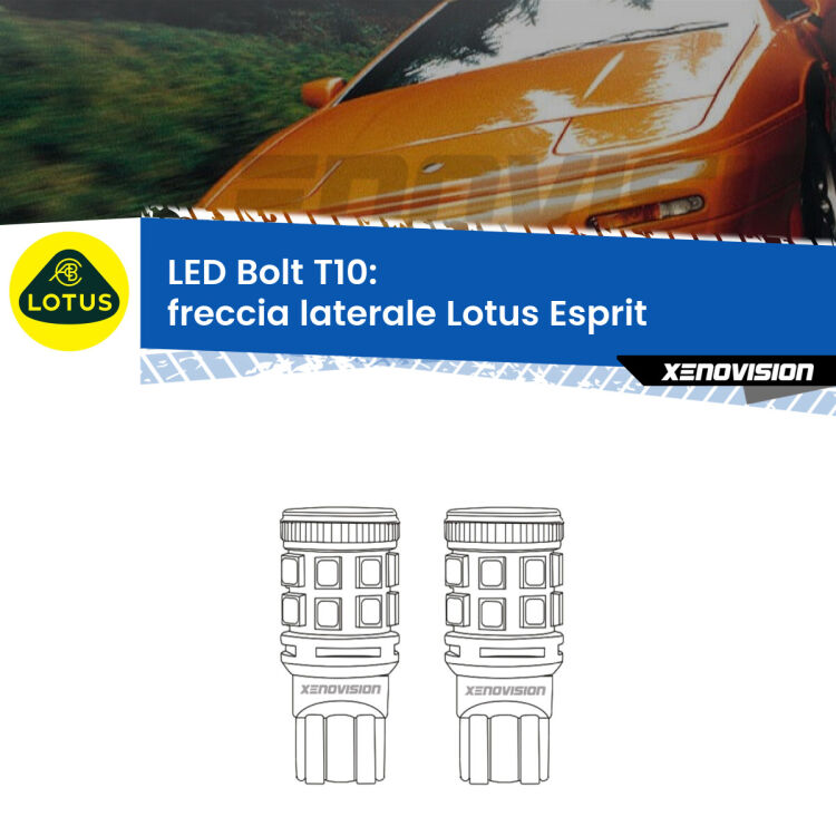 <strong>Freccia laterale LED per Lotus Esprit</strong>  1989 - 2003. Coppia lampade <strong>T10</strong> modello Bolt canbus.