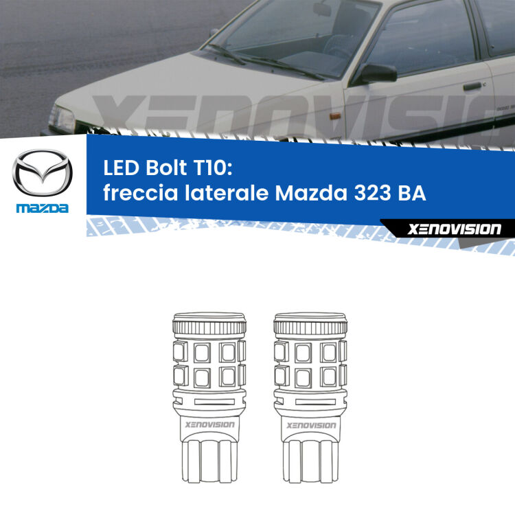 <strong>Freccia laterale LED per Mazda 323</strong> BA 1994 - 1998. Coppia lampade <strong>T10</strong> modello Bolt canbus.