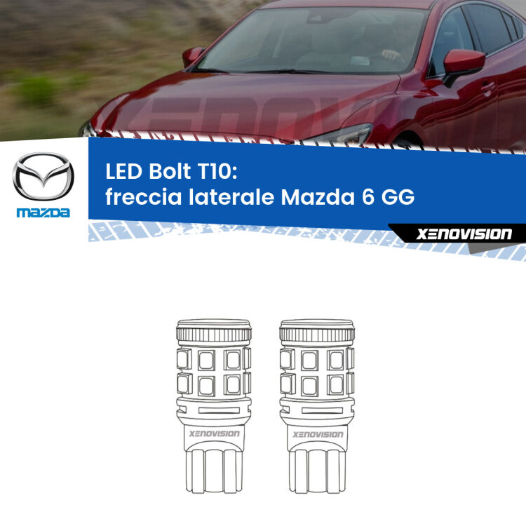 <strong>Freccia laterale LED per Mazda 6</strong> GG 2002 - 2007. Coppia lampade <strong>T10</strong> modello Bolt canbus.