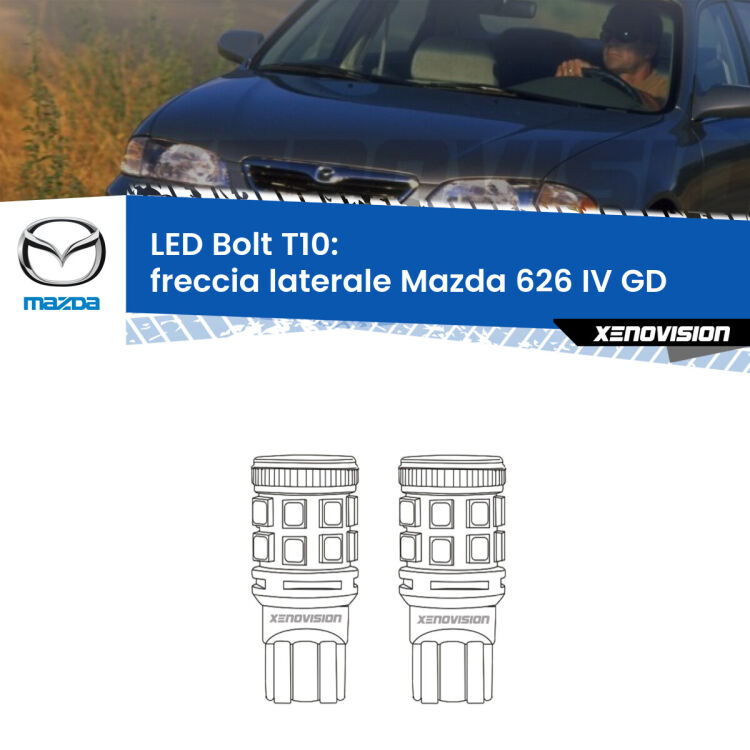 <strong>Freccia laterale LED per Mazda 626 IV</strong> GD 1987 - 1992. Coppia lampade <strong>T10</strong> modello Bolt canbus.