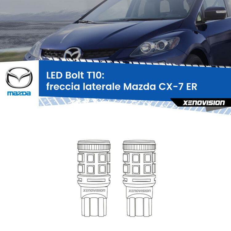 <strong>Freccia laterale LED per Mazda CX-7</strong> ER 2006 - 2014. Coppia lampade <strong>T10</strong> modello Bolt canbus.