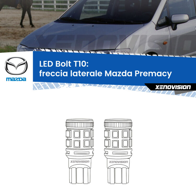 <strong>Freccia laterale LED per Mazda Premacy</strong>  1999 - 2005. Coppia lampade <strong>T10</strong> modello Bolt canbus.