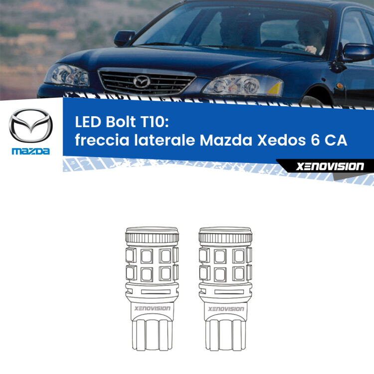 <strong>Freccia laterale LED per Mazda Xedos 6</strong> CA 1992 - 1999. Coppia lampade <strong>T10</strong> modello Bolt canbus.