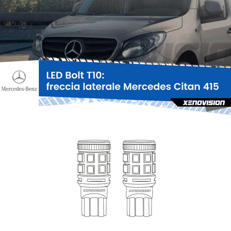 <strong>Freccia laterale LED per Mercedes Citan</strong> 415 2012 in poi. Coppia lampade <strong>T10</strong> modello Bolt canbus.