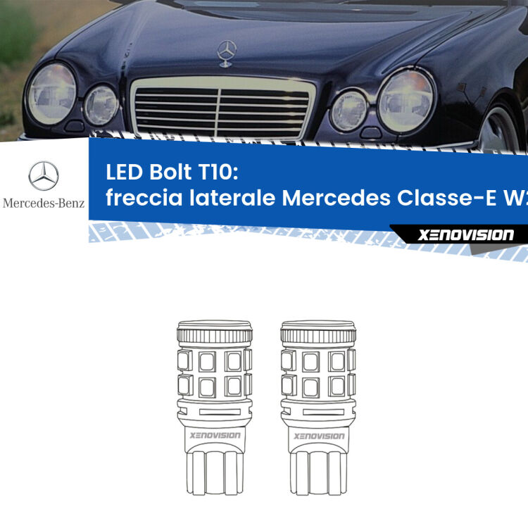 <strong>Freccia laterale LED per Mercedes Classe-E</strong> W210 1995 - 1999. Coppia lampade <strong>T10</strong> modello Bolt canbus.