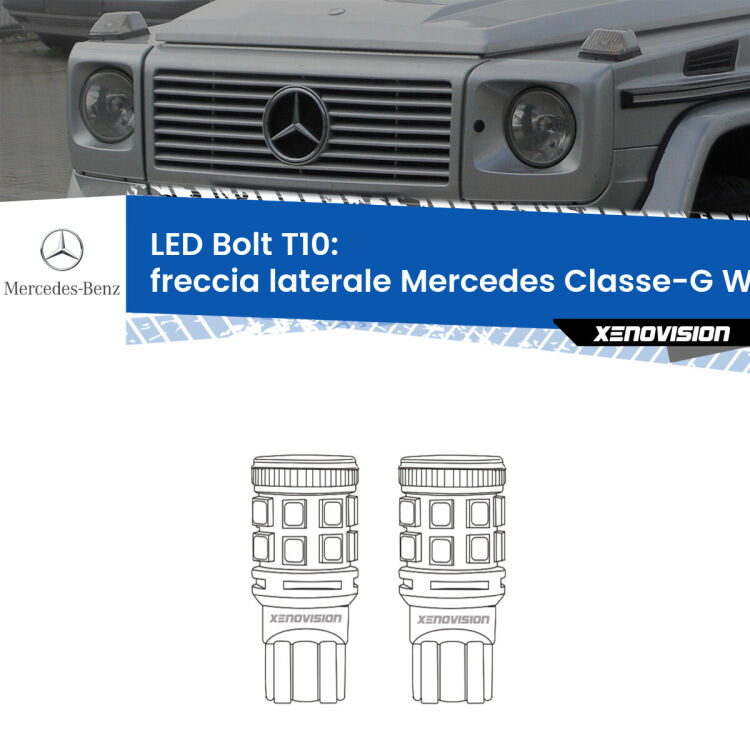 <strong>Freccia laterale LED per Mercedes Classe-G</strong> W463 faro bianco. Coppia lampade <strong>T10</strong> modello Bolt canbus.