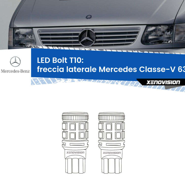 <strong>Freccia laterale LED per Mercedes Classe-V</strong> 638/2 1996 - 2003. Coppia lampade <strong>T10</strong> modello Bolt canbus.