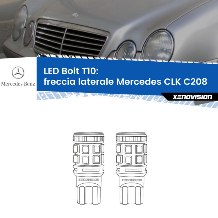 <strong>Freccia laterale LED per Mercedes CLK</strong> C208 1997 - 1999. Coppia lampade <strong>T10</strong> modello Bolt canbus.