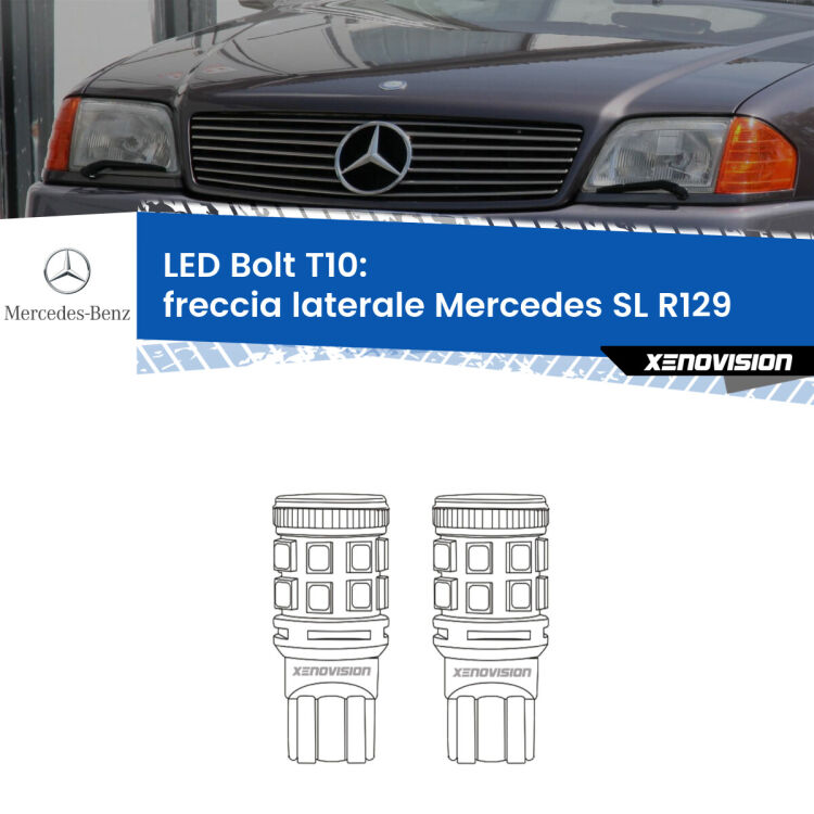 <strong>Freccia laterale LED per Mercedes SL</strong> R129 faro bianco. Coppia lampade <strong>T10</strong> modello Bolt canbus.