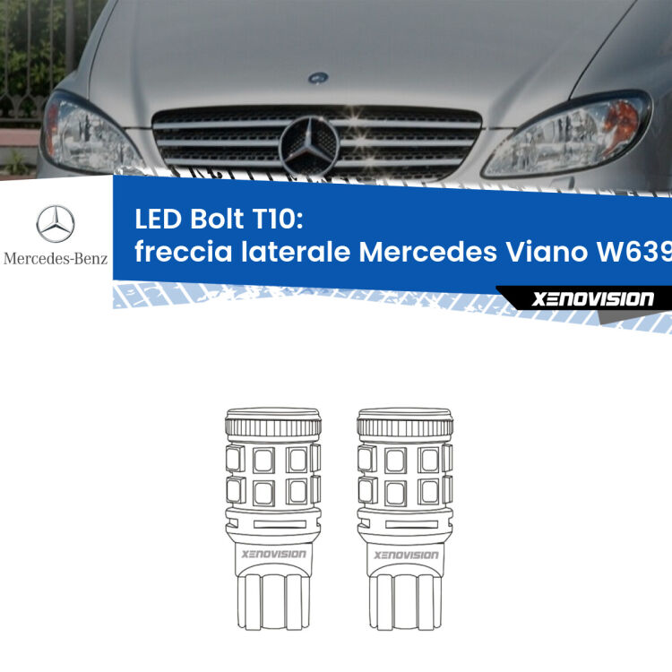 <strong>Freccia laterale LED per Mercedes Viano</strong> W639 2003 - 2007. Coppia lampade <strong>T10</strong> modello Bolt canbus.