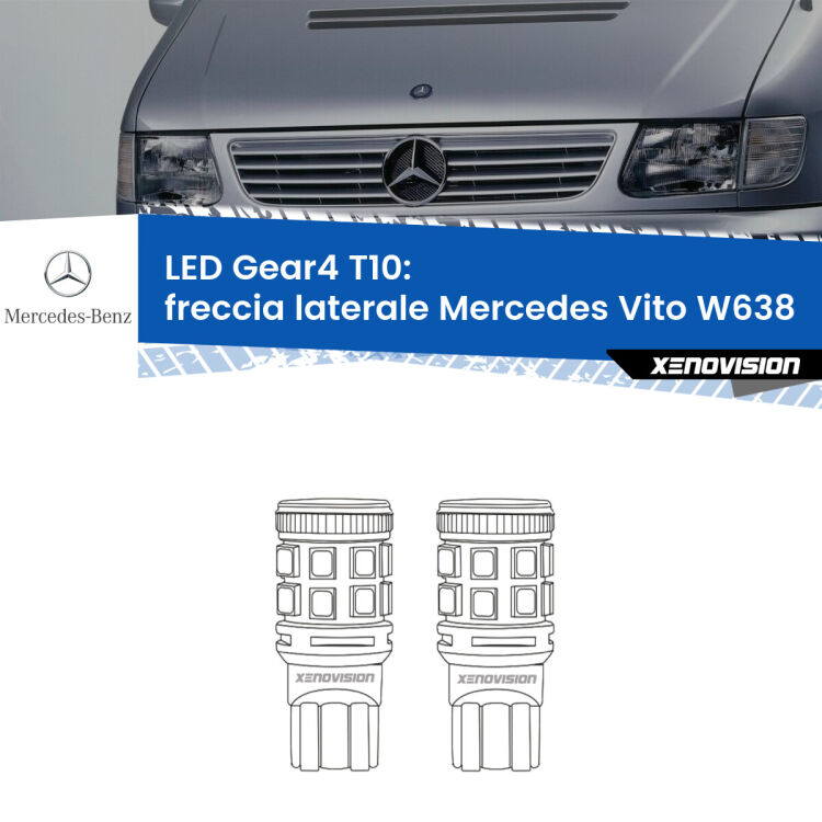 <strong>Freccia laterale LED per Mercedes Vito</strong> W638 1996 - 2003. Coppia lampade <strong>T10</strong> modello Bolt canbus.