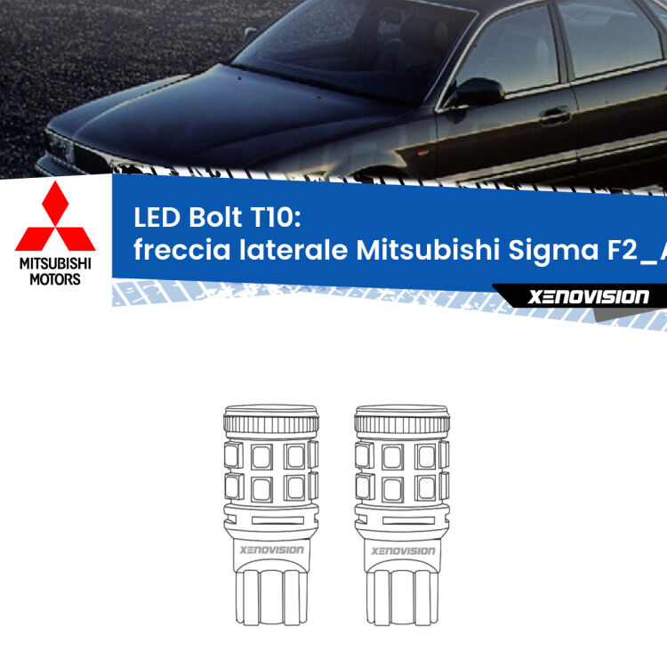 <strong>Freccia laterale LED per Mitsubishi Sigma</strong> F2_A, F1_A 1990 - 1996. Coppia lampade <strong>T10</strong> modello Bolt canbus.