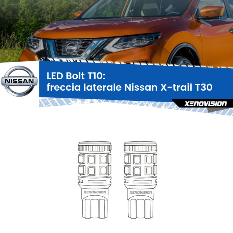 <strong>Freccia laterale LED per Nissan X-trail</strong> T30 2001 - 2007. Coppia lampade <strong>T10</strong> modello Bolt canbus.