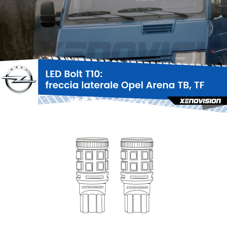 <strong>Freccia laterale LED per Opel Arena</strong> TB, TF 1998 - 2001. Coppia lampade <strong>T10</strong> modello Bolt canbus.