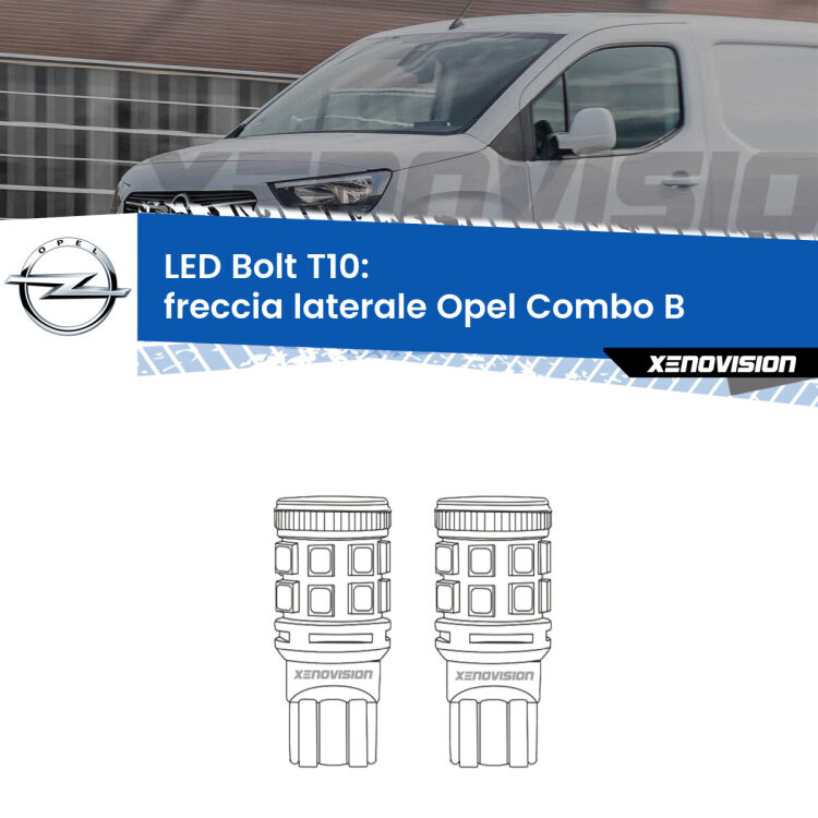 <strong>Freccia laterale LED per Opel Combo B</strong>  1994 - 2001. Coppia lampade <strong>T10</strong> modello Bolt canbus.