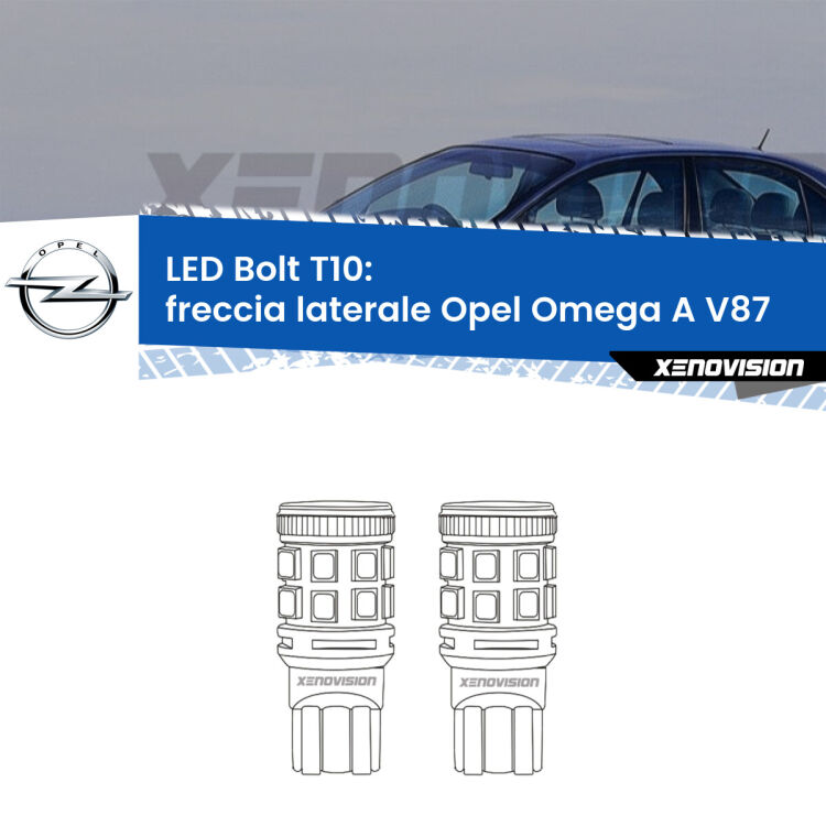 <strong>Freccia laterale LED per Opel Omega A</strong> V87 1986 - 1994. Coppia lampade <strong>T10</strong> modello Bolt canbus.