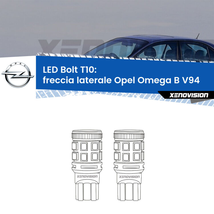 <strong>Freccia laterale LED per Opel Omega B</strong> V94 1994 - 2003. Coppia lampade <strong>T10</strong> modello Bolt canbus.