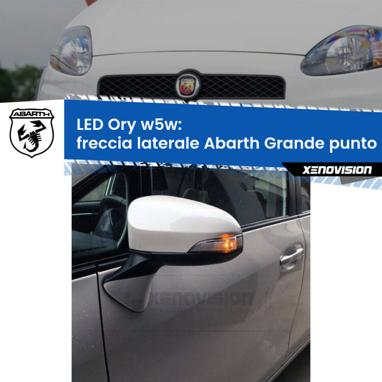 <strong>LED freccia laterale w5w per Abarth Grande punto</strong>  2007 - 2010. Una lampadina <strong>w5w</strong> canbus luce arancio modello Ory Xenovision.