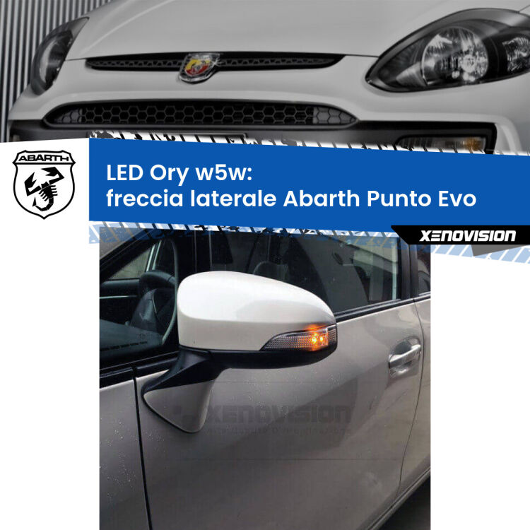 <strong>LED freccia laterale w5w per Abarth Punto Evo</strong>  2010 - 2014. Una lampadina <strong>w5w</strong> canbus luce arancio modello Ory Xenovision.