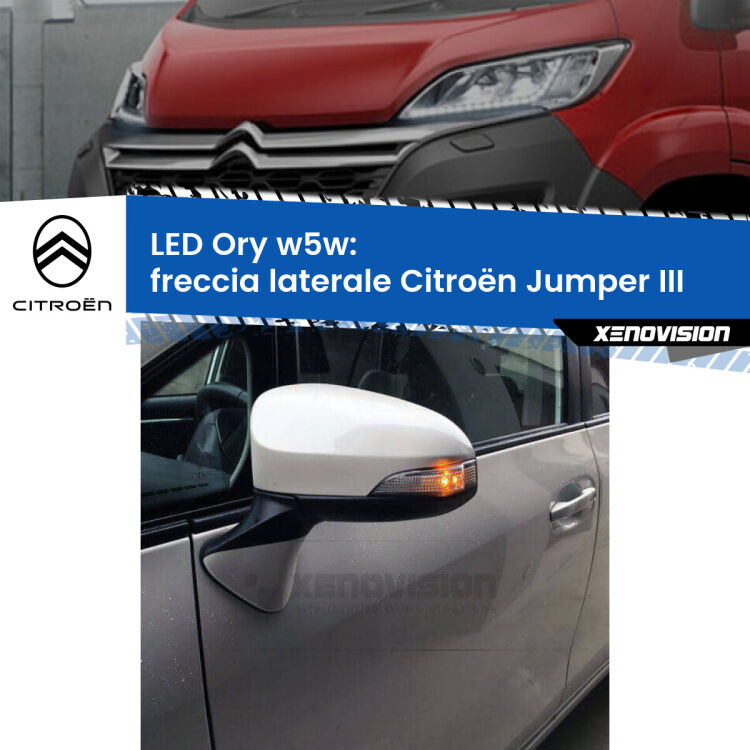 <strong>LED freccia laterale w5w per Citroën Jumper</strong> III in poi. Una lampadina <strong>w5w</strong> canbus luce arancio modello Ory Xenovision.