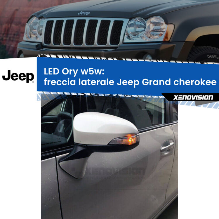 <strong>LED freccia laterale w5w per Jeep Grand cherokee III</strong> WK 2005 - 2010. Una lampadina <strong>w5w</strong> canbus luce arancio modello Ory Xenovision.