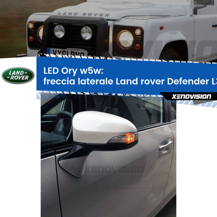 <strong>LED freccia laterale w5w per Land rover Defender</strong> L316 faro bianco. Una lampadina <strong>w5w</strong> canbus luce arancio modello Ory Xenovision.