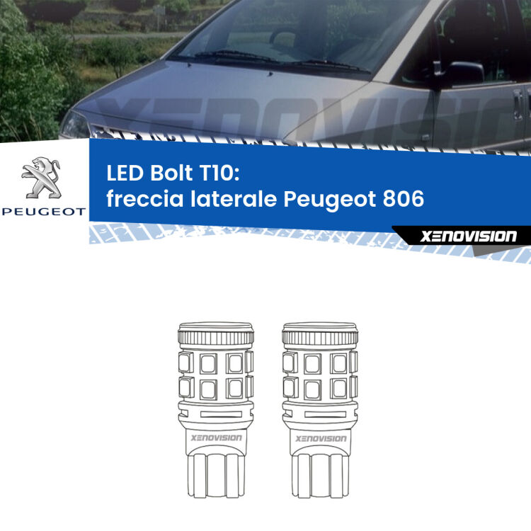 <strong>Freccia laterale LED per Peugeot 806</strong>  faro giallo. Coppia lampade <strong>T10</strong> modello Bolt canbus.