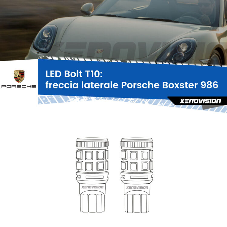 <strong>Freccia laterale LED per Porsche Boxster</strong> 986 1996 - 2004. Coppia lampade <strong>T10</strong> modello Bolt canbus.