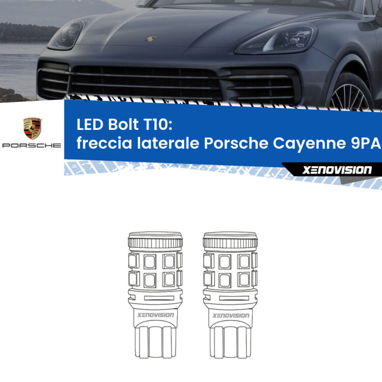 <strong>Freccia laterale LED per Porsche Cayenne</strong> 9PA 2002 - 2010. Coppia lampade <strong>T10</strong> modello Bolt canbus.