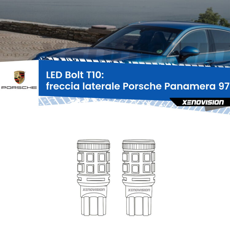 <strong>Freccia laterale LED per Porsche Panamera</strong> 970 2009 - 2016. Coppia lampade <strong>T10</strong> modello Bolt canbus.