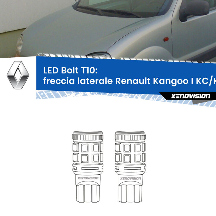 <strong>Freccia laterale LED per Renault Kangoo I</strong> KC/KC faro bianco. Coppia lampade <strong>T10</strong> modello Bolt canbus.