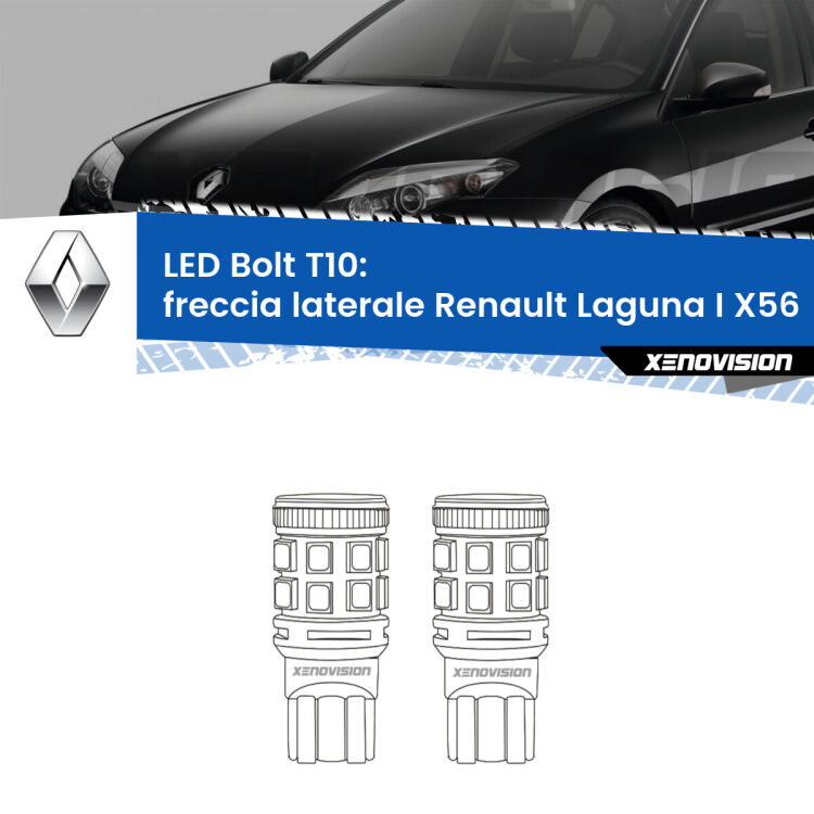 <strong>Freccia laterale LED per Renault Laguna I</strong> X56 1993 - 1999. Coppia lampade <strong>T10</strong> modello Bolt canbus.