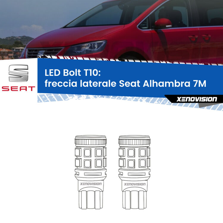 <strong>Freccia laterale LED per Seat Alhambra</strong> 7M 1996 - 2000. Coppia lampade <strong>T10</strong> modello Bolt canbus.