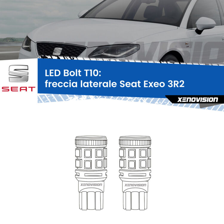 <strong>Freccia laterale LED per Seat Exeo</strong> 3R2 2008 - 2013. Coppia lampade <strong>T10</strong> modello Bolt canbus.